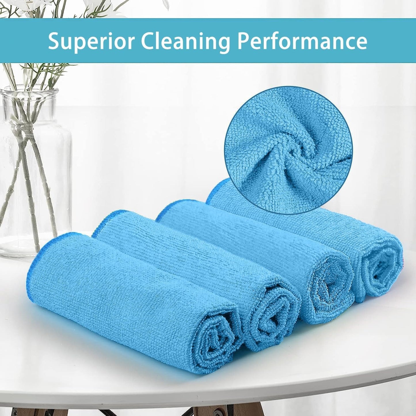 Microfiber Cleaning Cloth,12 Pack Cleaning Rags, Cleaning Towels with 4 Color Assorted, 11.5"X11.5"(Green/Blue/Yellow/Pink)
